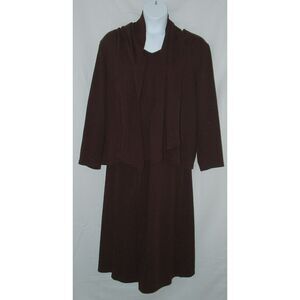 NINA LEONARD Dark Brown Plus Sz 3X Elastic Waist Skirt, Sweater & Scarf 3 Pc Set